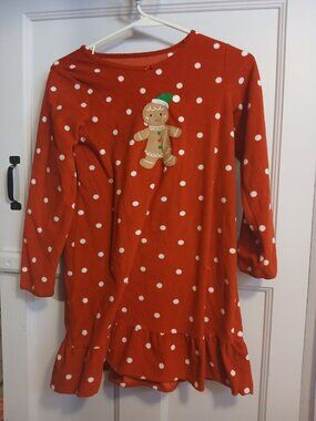 Carter's Girls 8-10 Red Pajama Dress Christmas Gingerbread